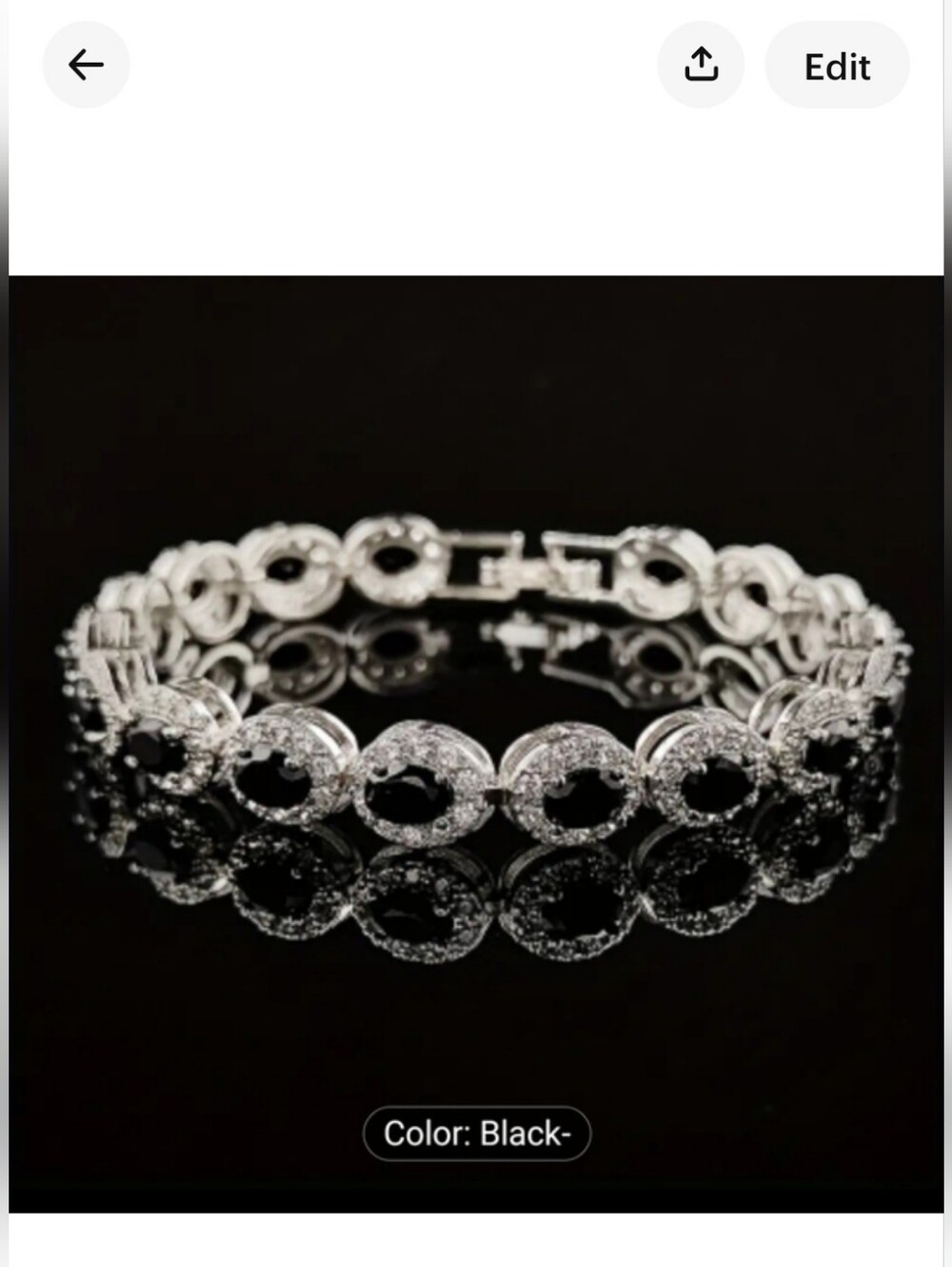 🆕️💎BLACK ZIRCON OVAL TENNIS BRACELET - SILVER TONE💎